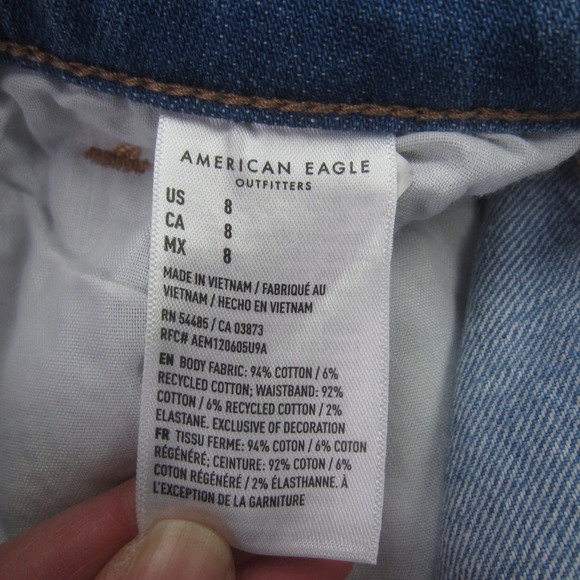 American Eagle Skort Womens Size 8 Blue Button Fly Distressed High Rise Denim - Picture 5 of 14